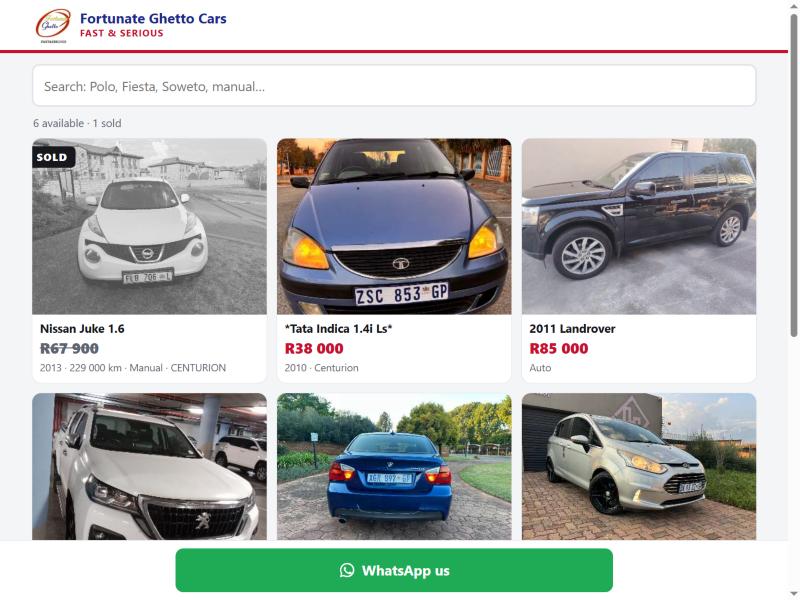Fortunate Ghetto Cars online showroom with car listings and prices